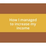 How I managed to increase my income