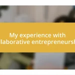 My experience with collaborative entrepreneurship